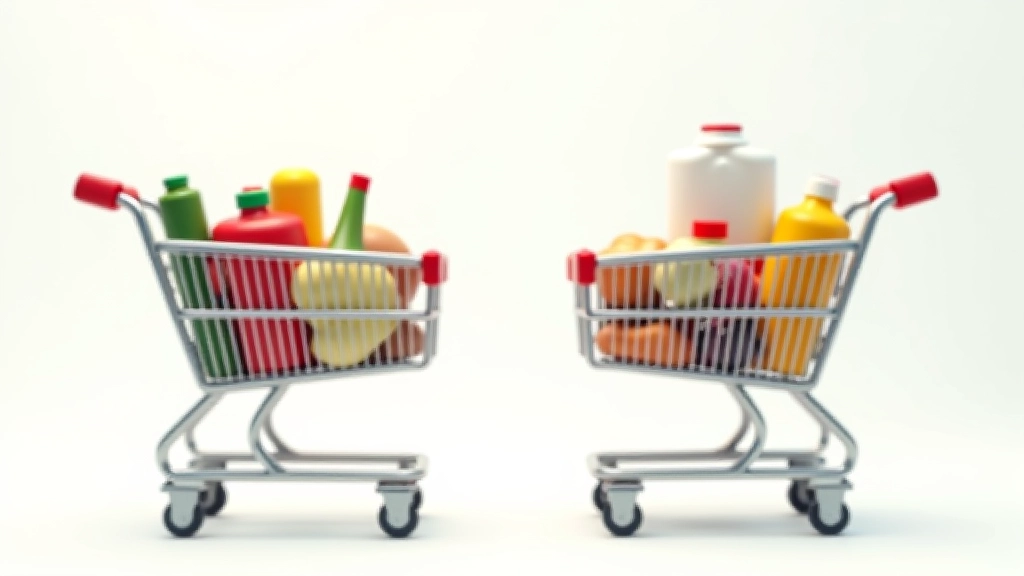 Dva odlišné infografické prvky vedle sebe — jeden s barevnými ikonami potravin a energií, druhý bez nich