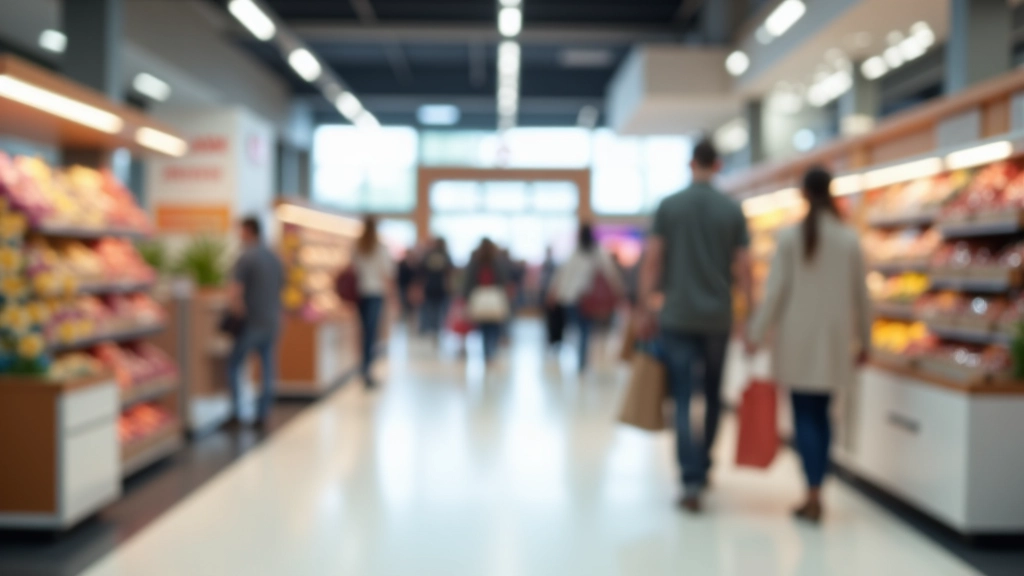 Obchodní centr s obchodními řetězci a nakupujícími lidmi