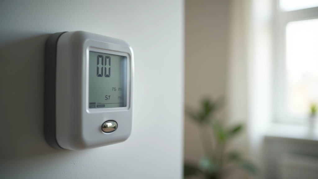 Domácnost s elektroměrem a topením, viditelné technické zařízení pro měření energií